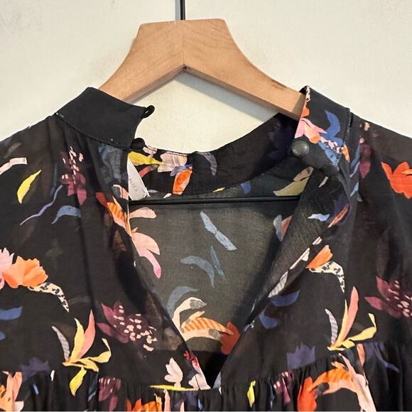 Anthropologie Corey Lynn Calter Black Silk Floral Organza Mini Dress Small - Picture 9 of 14